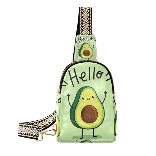 Trendige Hello Cartoon niedliche grüne Avocado große Gürteltasche Mehrzweck-Umhängetasche für Damen für Reisen, Hello Cartoon süße grüne Avocado, 1 size von WDdZzyy