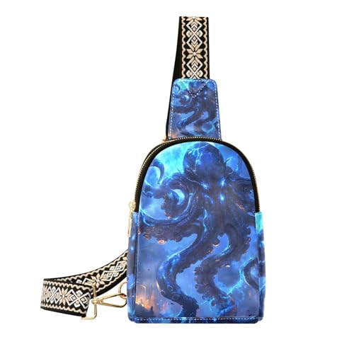 Trendige blaue Cyberflash-Tiertasche für Damen, leicht, für Damen, Leder-Umhängetasche zum Wandern, Blaues Cyberflash-Tiermeer, 1 size Trendige blaue Cyberflash-Tiertasche für Damen, leicht, für Damen, Leder-Umhängetasche zum Wandern, Blaues Cyberflash-Tiermeer, 1 size von WDdZzyy
