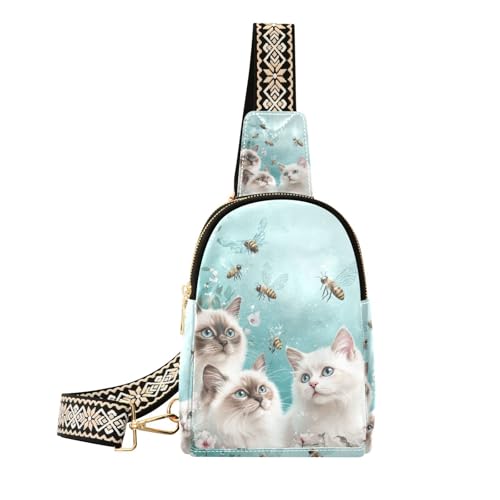 Trendige robuste Ragdoll-Katzen-Gürteltasche, Mehrzweck-Körpertasche für Damen, zum Wandern, Robuste Ragdoll Katzen Türkis, 1 size von WDdZzyy
