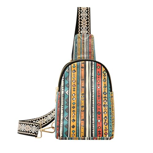 Trendige vertikale Streifen Boho Retro Umhängetasche wasserdicht für Damen Anti-Diebstahl zum Wandern, Vertikale Streifen Boho Retro, 1 size von WDdZzyy