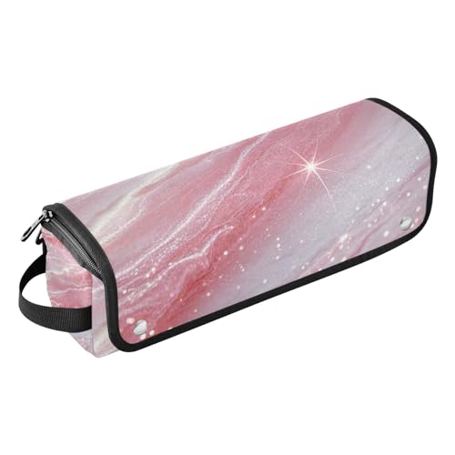 WDdZzyy 2-in-1-Lockenstab mit künstlicher Glitzer-Marmor-Körnung, rosa 2-in-1-Lockenstab, Reiseetui und hitzebeständige Matte, tragbarer Haarstyling-Werkzeug-Organizer für Glätteisen, Glätteisen von WDdZzyy