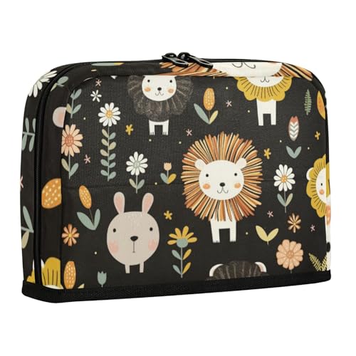 WDdZzyy Animal Zoo Federmäppchen mit Blumen-Motiv, große Kapazität, aufrechte Aufbewahrungstasche mit Schlitz, Organizer-Box für Teenager, Jungen, Büro von WDdZzyy