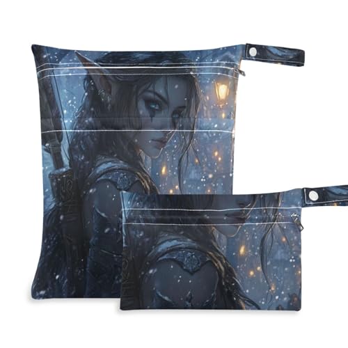 WDdZzyy Archers Game Anime Girl Prop1 Wet Dry Bag 2 Pack Wickeltasche Wesentliche Gegenstände mit Griffen für Pool von WDdZzyy