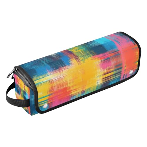 WDdZzyy Batik-Karo, abstrakt, mehrfarbig, für heiße Haar-Werkzeuge, Reisetasche mit hitzebeständiger Matte, abnehmbares Haarstyling-Zubehör, Organizer für Glätteisen, Lockenstab, Haartrockner von WDdZzyy