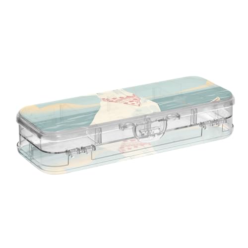 WDdZzyy Beach Ocean Labrador Retriever Pastell Kunststoff Box für Bleistifte Doppellagige Stifte Etui für Schreibwaren mit Deckel von WDdZzyy