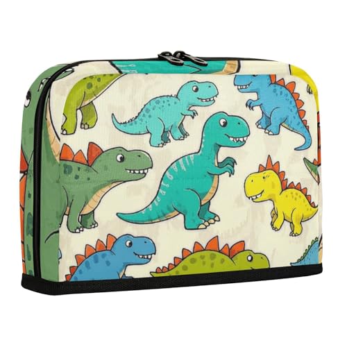 WDdZzyy Beigefarbener Cartoon-Dinosaurier-Stiftehalter, große Kapazität, Kosmetiktasche, Mehrzweck-Organizer-Box für Jungen, Schulbedarf von WDdZzyy