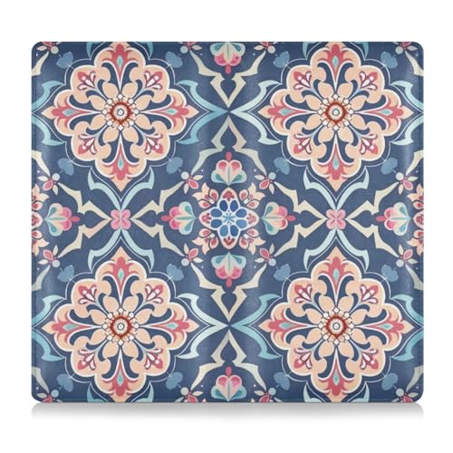 WDdZzyy Blue Bohemian Tribal Ethnic Flower Premium Leather Car Registration & Insurance Card Holder Wallet Accessories Case for Essential Document, Driver License, Cards, Blaue böhmische Stammesblume, von WDdZzyy