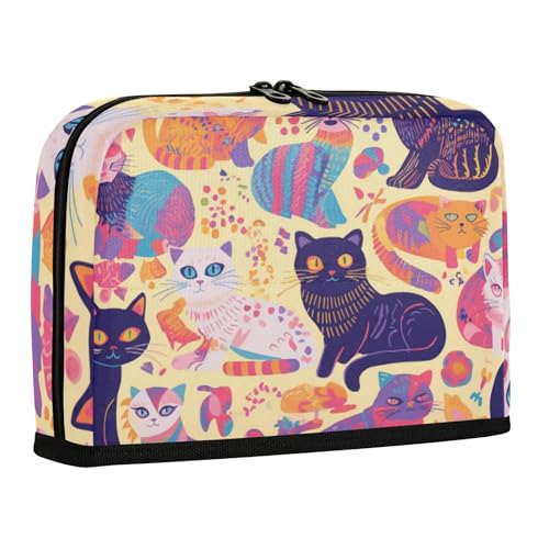 WDdZzyy Boho Cats Eleganter Stifthalter, große Kapazität, Make-up-Tasche, mehrere Fächer, Schreibwaren-Tasche für Frauen, elementar von WDdZzyy