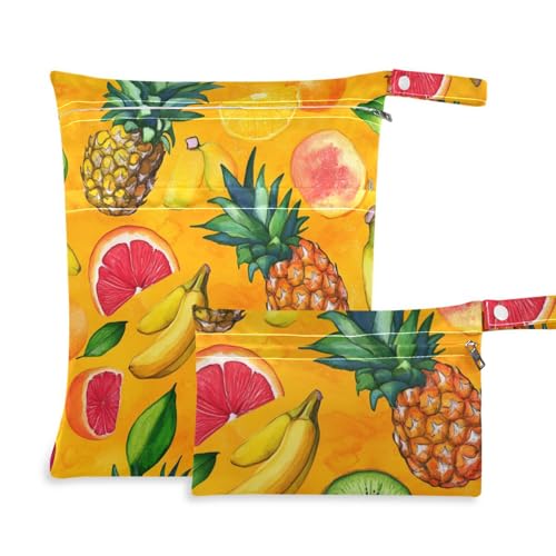 WDdZzyy Bunte Sommerfrüchte wiederverwendbare Taschen für Babys, 2 Stück, Reiseutensilien zum Fliegen, mit Griffen für Babywindeln von WDdZzyy