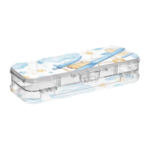 WDdZzyy Cartoon-Aufbewahrungsbox mit niedlichem blauem Flugzeug und Sternen, durchsichtig, doppelstöckig, transparent, für Kinder, mit Schnappdeckel WDdZzyy Cartoon-Aufbewahrungsbox mit niedlichem blauem Flugzeug und Sternen, durchsichtig, doppelstöckig, transparent, für Kinder, mit Schnappdeckel von WDdZzyy