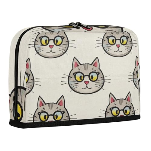 WDdZzyy Cartoon Can Love Glasses of Grey Cat Pencil Storage Case Large Capacity Pen Bags Lightweight Stationery Pen Bag for Preppy Travel von WDdZzyy