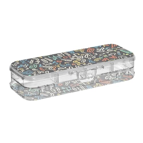 WDdZzyy Cartoon Doodle Clear Pencils Box Double Deck Transparent Pens Case Boxes for Kids with Snap Lid von WDdZzyy