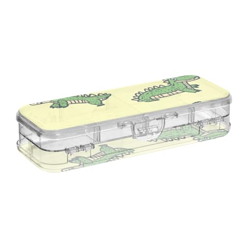 WDdZzyy Cartoon-Federmäppchen mit niedlichem grünem Krokodil-Kunststoff, transparent, doppelstöckig, transparent, für Kinder, mit Schnappverschluss und Deckel WDdZzyy Cartoon-Federmäppchen mit niedlichem grünem Krokodil-Kunststoff, transparent, doppelstöckig, transparent, für Kinder, mit Schnappverschluss und Deckel von WDdZzyy