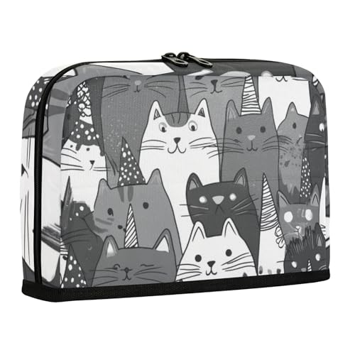 WDdZzyy Cartoon-Federmäppchen mit niedlichem schwarz-weißem Katzen-Design, großes Fassungsvermögen, Federmäppchen, Organizer, niedliches Schreibwaren-Federmäppchen für adrette Schulbedarf von WDdZzyy