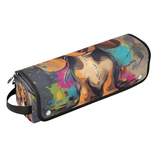 WDdZzyy Cartoon-Hunde-Kunstmalerei, Haar-Werkzeug, Reisetasche mit Eisenmatte, wasserdicht, flacher Lockenstab, Reise-Organizer für Lockenstab Glätteisen, flacher Haartrockner von WDdZzyy