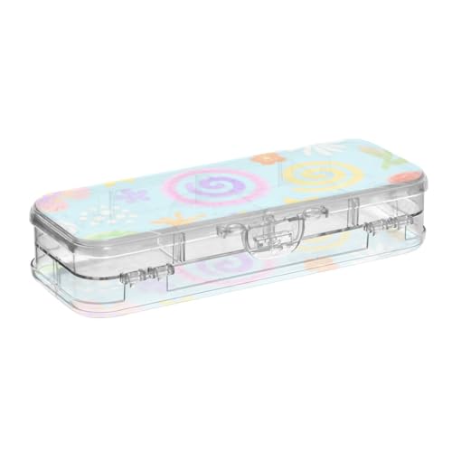 WDdZzyy Cartoon-Stiftebox mit niedlichem und buntem kreisförmigen Blumen, transparent, doppelstöckig, für Kinder, mit Schnappdeckel WDdZzyy Cartoon-Stiftebox mit niedlichem und buntem kreisförmigen Blumen, transparent, doppelstöckig, für Kinder, mit Schnappdeckel von WDdZzyy