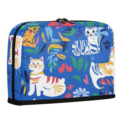 WDdZzyy Chic American Cats Federmäppchen, großes Fassungsvermögen, Make-up-Tasche mit Reißverschluss, Schreibwaren, Stifte-Tasche für Teenager, Schulbedarf, Königsblau von WDdZzyy