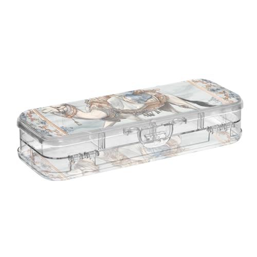 WDdZzyy Chinesische Ethnische Kamelfrau Vintage Clear Bleistifte Box Double Deck Stifte Marker Etui für Schreibwaren Zubehör mit Schnappdeckel von WDdZzyy