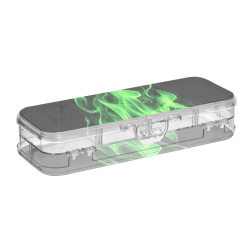 WDdZzyy Coole fluoreszierende Flamme Schwarz Bleistift Aufbewahrungsbox Klar Doppelsteck Transparent Hard Pen Case für Schreibwaren mit Schnappverschluss und Deckel von WDdZzyy