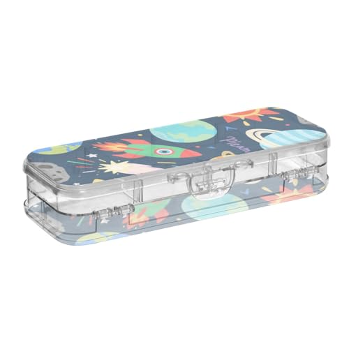 WDdZzyy Cosmic Rockets Stiftebox aus Kunststoff, transparent, doppellagig, für Schreibwaren, mit Schnappverschluss, Grau WDdZzyy Cosmic Rockets Stiftebox aus Kunststoff, transparent, doppellagig, für Schreibwaren, mit Schnappverschluss, Grau von WDdZzyy