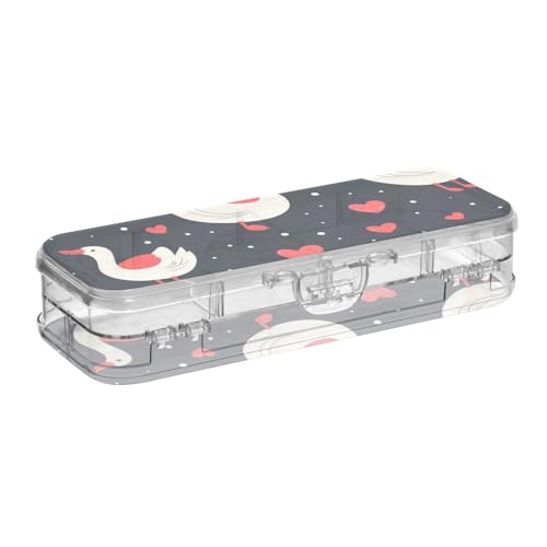 WDdZzyy Duck Country Style Valentine Cartoon Clear Pencils Box Double Deck Hard Pens Cases for Kids with Snap Lid von WDdZzyy