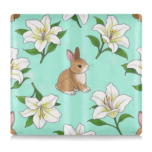 WDdZzyy Easter Bunny Lilies Blue Pu Leather Car Registration and Insurance Card Holder Perfect Car Essentials Wallet for Documents, Cards, License, Osterhase Lilien blau, 1 size von WDdZzyy