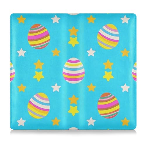 WDdZzyy Easter Egg Star Blue Leather Car Registration and Insurance Holder Automobile Wallet Case Organizer for Cards, Essential Document Driver License, Ostereier Stern blau, 1 size von WDdZzyy