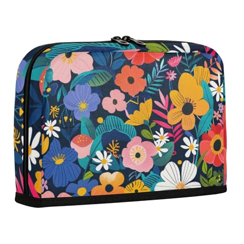 WDdZzyy Ein lebendiges und farbenfrohes Blumenmuster mit verschiedenen Arten von Blumen, Federmäppchen, großes Fassungsvermögen, Make-up-Tasche, tragbarer Schreibwaren-Organizer für Damen, Kosmetik von WDdZzyy