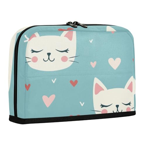 WDdZzyy Einfaches Federmäppchen mit Kätzchengesicht und Katze, blau, große Kapazität, Stiftetasche, leichte Münze für Erwachsene, Kosmetik von WDdZzyy