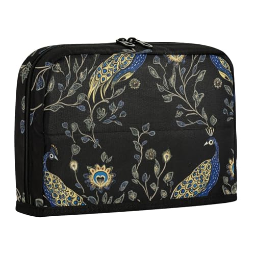 WDdZzyy Elegantes Federmäppchen mit Pfauen- und Blumenmotiven, großes Fassungsvermögen, Stiftetasche mit Reißverschluss, Schreibtisch-Organizer für Studenten, Kindergarten von WDdZzyy