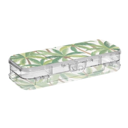 WDdZzyy Federmäppchen, Motiv: Sommer-Cartoon, Kokosnussbaum, transparent, 2-lagig, harte Stiftebox für Kinder, mit Schnappdeckel WDdZzyy Federmäppchen, Motiv: Sommer-Cartoon, Kokosnussbaum, transparent, 2-lagig, harte Stiftebox für Kinder, mit Schnappdeckel von WDdZzyy