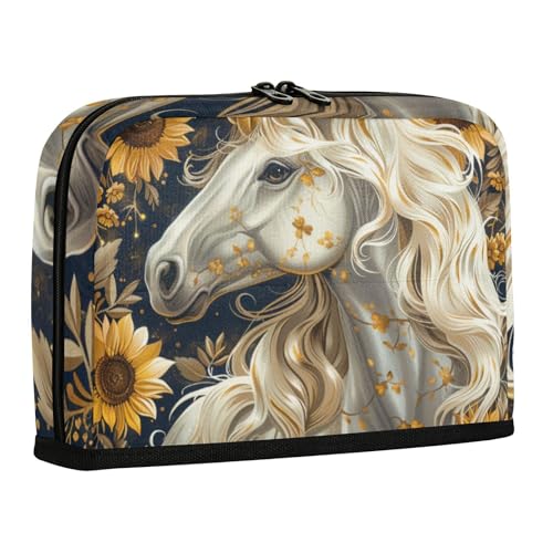 WDdZzyy Federmäppchen, Retro-Einhörner, Sonnenblumen, großes Fassungsvermögen, Kosmetik, niedlicher Schreibwaren-Organizer für Studenten, High School Supplies von WDdZzyy