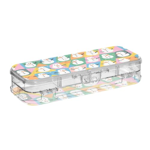 WDdZzyy Federmäppchen aus Kunststoff, Motiv: niedlicher Schneemann, bunt, doppelstöckig, für Bastelarbeiten, Kunst mit Deckel von WDdZzyy