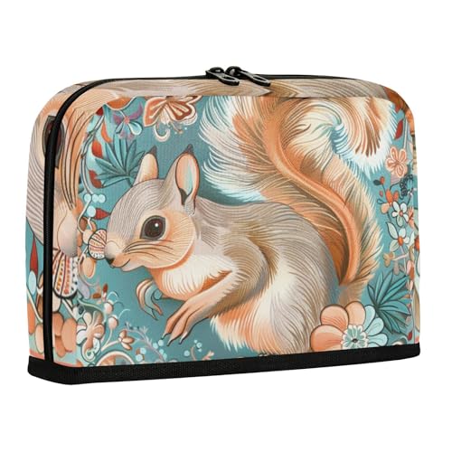 WDdZzyy Federmäppchen im Boho-Stil, Blumenmuster, Eichhörnchen, große Kapazität, Make-up-Tasche, Mehrzweck-Tasche für Teenager, Jungen, Mittelschule von WDdZzyy