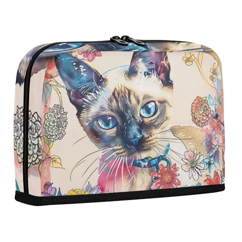 WDdZzyy Federmäppchen im Boho-Stil, Motiv: Katze, Blume, Federtasche, großes Fassungsvermögen, Stiftebeutel mit Schlitz, Schreibwaren, Stifttasche für Teenager, College von WDdZzyy