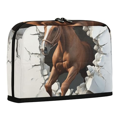 WDdZzyy Federmäppchen mit 3D-Loch, weiße Wand, Tierpferd, große Kapazität, Make-up-Tasche, Schreibwaren-Aufbewahrung für Erwachsene, Schulbedarf von WDdZzyy