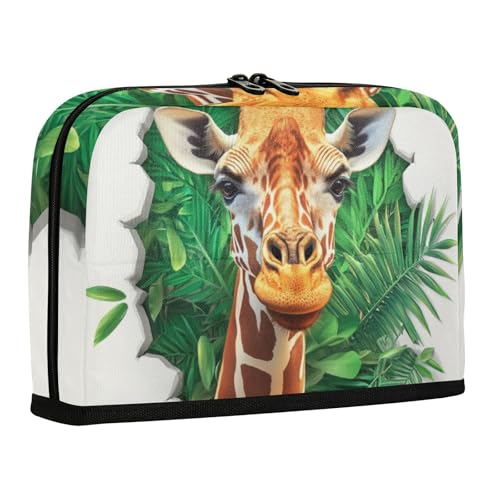 WDdZzyy Federmäppchen mit 3D-Lochung, weiße Wand, Tier-Giraffe, großes Fassungsvermögen, Kosmetiktasche, Reißverschluss, Schreibwaren-Organizer für Erwachsene, Kindergarten von WDdZzyy