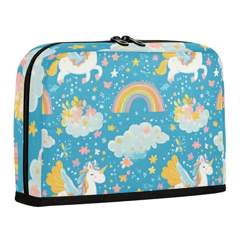 WDdZzyy Federmäppchen mit Cartoon-Einhörnern, großes Fassungsvermögen, Make-up-Tasche, multifunktional, Schreibwaren-Organizer für Schüler, adrette Schule von WDdZzyy