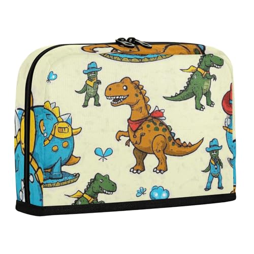 WDdZzyy Federmäppchen mit Cowboy-Dinosaurier-Silhouette, großes Fassungsvermögen, breite Öffnung, Schreibwaren-Organizer für Erwachsene, adretter Schulbedarf, Beige von WDdZzyy