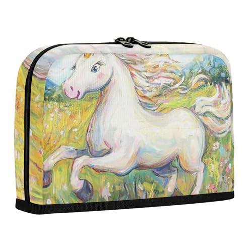 WDdZzyy Federmäppchen mit Einhörnern, Laufwiese, großes Fassungsvermögen, weiche Schreibwarentasche für Mädchen, Schule von WDdZzyy