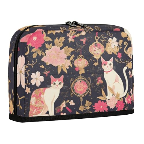 WDdZzyy Federmäppchen mit Katzenmotiv, pfirsichfarben, große Kapazität, multifunktional, Schreibwaren, Stifttasche für Lehrer, Kindergarten von WDdZzyy