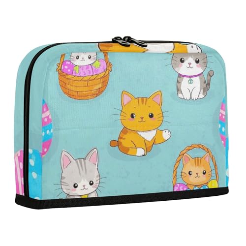 WDdZzyy Federmäppchen mit Ostereier und Katze, großes Fassungsvermögen, erweiterbare Organizer-Box für Schüler, Schulbedarf, Blau von WDdZzyy