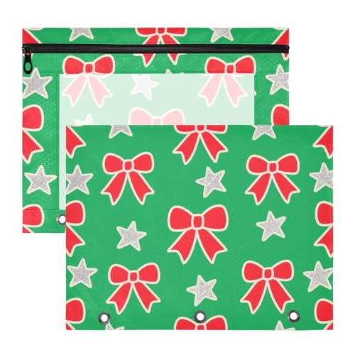 WDdZzyy Federmäppchen mit Schleife, Motiv: Merry Christmas, tragbare Aufbewahrungstasche für A4-Papier, Briefe, 2 Stück, Lehrer, Klassenzimmer von WDdZzyy