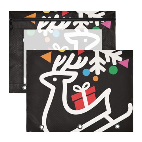 WDdZzyy Federmäppchen mit Schlitten und Aufschrift "Merry Christmas", stabiler Kunststoff, für A4-Papier, Briefe, 2 Stück, Lehrerklasse von WDdZzyy