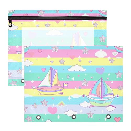 WDdZzyy Federmäppchen mit Segelboot-Insel, Cartoon-Streifen, transparentes Fenster, Stifthalter für A4-Papier, Briefe, 2 Stück, Studenten und Büro WDdZzyy Federmäppchen mit Segelboot-Insel, Cartoon-Streifen, transparentes Fenster, Stifthalter für A4-Papier, Briefe, 2 Stück, Studenten und Büro von WDdZzyy