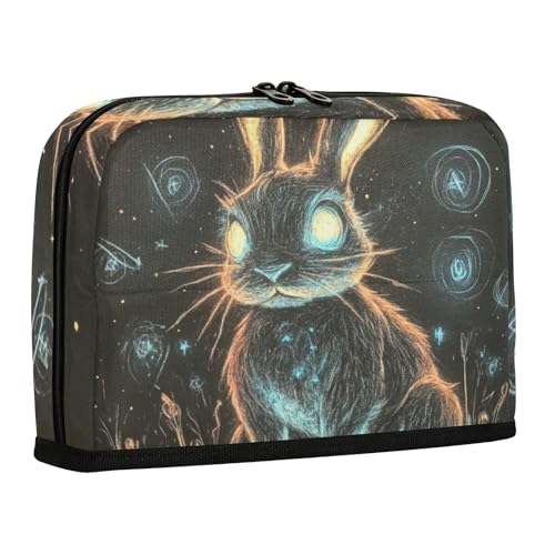 WDdZzyy Federmäppchen mit Sternenhasen-Motiv, großes Fassungsvermögen, Mehrzweck-Aufbewahrungs-Organizer für Kosmetika von Jugendlichen, Schwarz von WDdZzyy