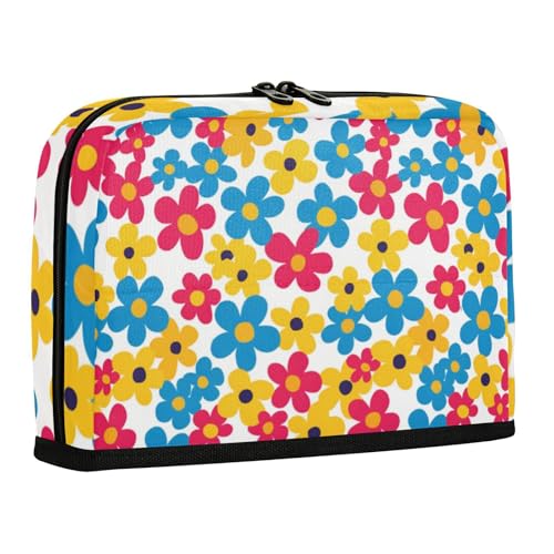 WDdZzyy Federmäppchen mit buntem Blumenmuster, großes Fassungsvermögen, Make-up-Tasche, Reißverschluss, Schreibwaren, Federmäppchen für Mädchen, Reisen von WDdZzyy