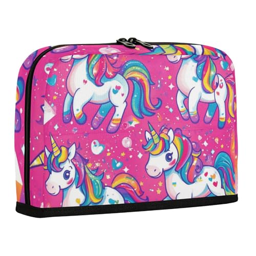 WDdZzyy Federmäppchen mit bunten Einhörnern, Regenbogenfarben, großes Fassungsvermögen, Make-up-Tasche mit Fach, Schreibwaren-Tasche für Jugendliche, High School von WDdZzyy