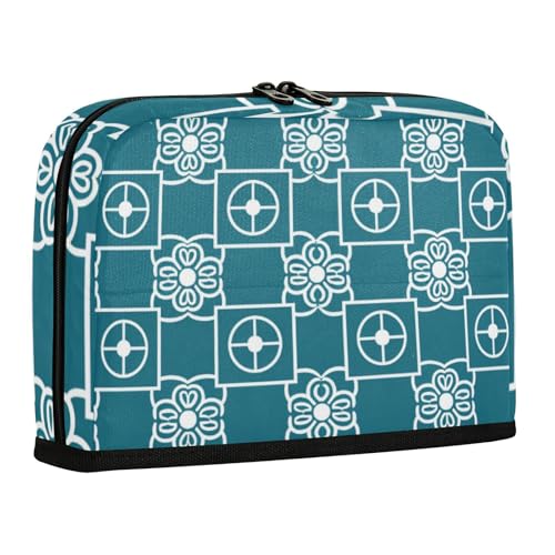 WDdZzyy Federmäppchen mit geometrischem Blumenmuster, großes Fassungsvermögen, Mehrzweck-Tasche mit Reißverschluss, für Teenager, Jungen, Mittelschule, Blaugrün von WDdZzyy