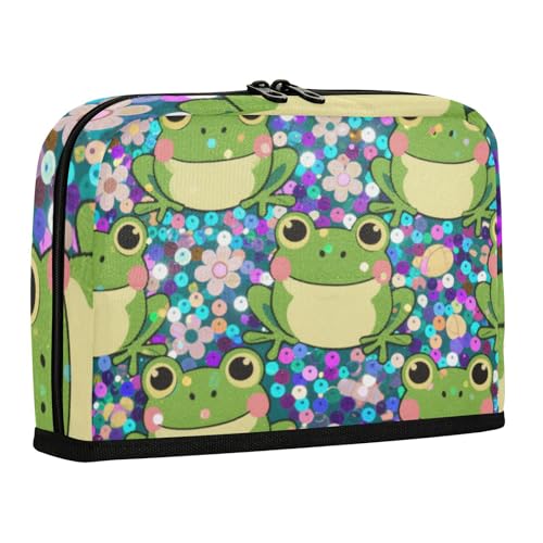 WDdZzyy Federmäppchen mit künstlichen Pailletten, Glitzer, Frosch, großes Fassungsvermögen, multifunktional, Schreibtisch-Organizer für Erwachsene, Mittelschule von WDdZzyy